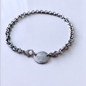 Tiffany & Co Sterling Silver Oval Tag Necklace